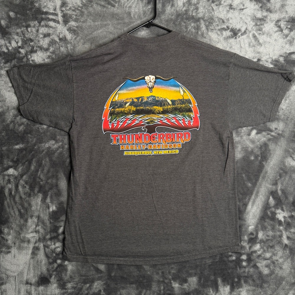 Harley Davidson Graphic T-Shirt Mens XL Grey Thunderbird Albuquerque NM Biker - Picture 7 of 8